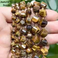 Hochwertige facettierte natürliche Tigerauge-Steinperlen für DIY-Schmuckherstellung - Facettierte Gedrehte Perlen / 18cm 6mm / Gelbes Tigerauge