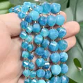 Facettierte blaue Naturstein-Achatperlen in gedrehter Rautenform für DIY-Schmuckherstellung - Facettierte Gedrehte Perlen / 18cm 6mm / Apatit-Jade-Farbe