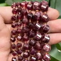 Facettierte dunkelviolette Naturachatsteinperlen für DIY-Schmuckherstellungszubehör - Facettierte Gedrehte Perlen / 18cm 6mm / Granatrot