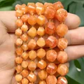 Facettierte orangefarbene Naturachatperlen in Rautenform für DIY-Schmuckherstellungszubehör - Facettierte Gedrehte Perlen / 18cm 6mm / Orange