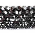 Macro view of faceted natural hematite beads in various sizes for jewelry making - 2mm Strand (Approx 193 Beads) / 8 Faceted Cut Natural Black