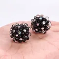 Close-up of black bubble beads with colorful rhinestones for DIY jewelry making. - 20mm Floral Bubble Rhinestone Bead (Black) / 1 Piece/Pack / Black