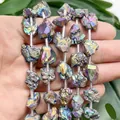 16-18mm unregelmäßige galvanisierte Regenbogen-Amethyst-Rohsteinperlen für DIY-Schmuck - Kleine Mehrfarbig-plattierte Amethystgranulate / Mehrfarbig