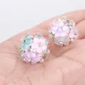 Detail view of colorful floral bubble beads with rhinestones for DIY jewelry making - Colorful
