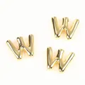 Close-up of three shiny 20mm gold copper alphabet W letter beads for DIY jewelry design - Letter W / 2 Pcs/Set