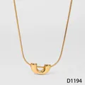 Minimalist gold plated stainless steel necklace with a geometric U-shape pendant - Gold (D1194)