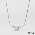 Minimalist stainless steel U-shaped pendant necklace with a sleek silver snake chain - Silver (D1194)