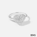 Elegant silver stainless steel ring featuring a sparkling zircon heart-shaped centerpiece - Size 7 / Solid Heart Style (B945) / Silver