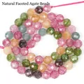 Primo piano di perle in pietra di tormalina naturale sfaccettate multicolore per fai da te - Perline a Disco Sfaccettate / 6mm (Mezzo Filo) / Colorato