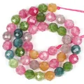 Perle di pietra naturale sfaccettate multicolore professionali per gioielli fai da te - Perline a Disco Sfaccettate / 8mm (Mezzo Filo) / Colorato