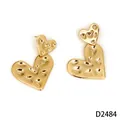 Elegant 316L stainless steel gold-plated double heart drop earrings with texture. - Double Heart Hammered Style (D2484) / Gold
