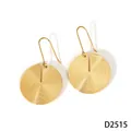 Gold stainless steel hook earrings with spiral texture and unique circular design - Spiral Round Style (D2515) / Gold