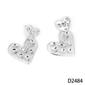 Minimalist 316 stainless steel heart drop earrings in silver finish with embossed pattern - Double Heart Hammered Style (D2484) / Silver