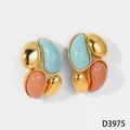 Ohrringe im Dopamin-Stil mit bunten Harz- und Gold-Patchwork-Elementen - Ohrringe (D3975)