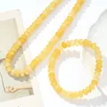 Conjunto de collar y pulsera de cristal amarillo natural con cuentas disco de moda - Collar + Pulsera / Amarillo Topacio