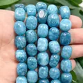 Perles en pierre naturelle bleue irrégulière 8x12mm et cristaux de calcédoine pour DIY - 8x12mm Environ 30 Pièces / Apatite Optimisée