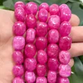 Perles en pierre de calcédoine irrégulière magenta 8x12mm pour la création de bijoux - 8x12mm Environ 30 Pièces / Tourmaline Rose Optimisée
