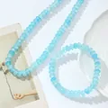 Elegante conjunto de joyas con collar y pulsera de cuentas de cristal azul natural - Collar + Pulsera / Azul Océano