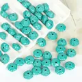Macro view of assorted synthetic turquoise beads in rose and pumpkin shapes for jewelry - 6x10mm Rose Flower Style / 10 Pack