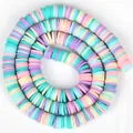 Detalle de cuentas Heishi de arcilla polimérica de colores para manualidades de joyería - Multicolor Macarrón (Estilo 3) / 6mm