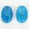 Pair of blue mottled oval gemstone beads for handmade jewelry DIY craft accessories - 1 Piece / Blue Chalcedony