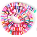 Vista macro de cuentas heishi de arcilla polimérica de colores para bisutería DIY - Multicolor (Estilo 5) / 6mm