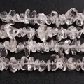 Detailopname van onregelmatige natuurlijke kwartskristal chips voor DIY sieraden maken - Onregelmatige steenslagstijl / 3-5mm (16 inch) / Helder Wit