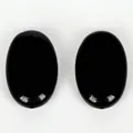 Pair of polished black agate oval beads with straight holes for DIY jewelry - 1 Piece / Black Agate