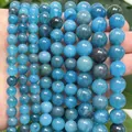 Primer plano de cuentas redondas de ágata azul en varios tamaños para bricolaje - 6mm aprox. 58 piezas / Ágata de Jade Azul Optimizada