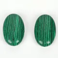 Green malachite pattern oval stone beads with straight holes for DIY jewelry making - 1 Piece / Synthetic Green Malachite