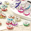 Perles d'espacement rondelles ondulées multicolores avec fausses perles pour bijoux DIY - Espaceur Ondulé 15mm / Ensemble de 20 Pièces