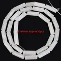 Macro-weergave van 13x4mm witte kristallen buisperlen voor DIY sieraden maken - Cilindrische buis stijl / 13x4mm (ongeveer 30st) / Helder Wit
