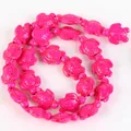 Hot pink turtle shaped synthetic turquoise loose beads for DIY jewelry making - 14x17mm Shiny Sea Turtle / 22-23 Pieces/String / Shiny Rose Red