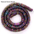 Close-up of iridescent rainbow plated triangular hematite spacer beads for jewelry making - Triangle Spacer / 6mm / Matte Rainbow