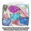 Set di cluster di cristalli di ametista aura galvanizzati colorati in confezione regalo - Una Scatola / Scatola Ametista Aura Colori Misti (GN625)