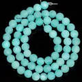Detailed view of natural matte light blue amazonite round beads for DIY jewelry making - Approx. 56 Beads / 6mm / Light Blue