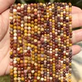 Macro view of multi-color faceted natural stone beads for DIY jewelry accessories - 3mm Approx 120 Pieces / Yellow Jasper