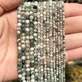 Macro view of 2mm to 4mm faceted moss agate natural stone beads for DIY jewelry - Faceted Design / 2mm (Approx 170 Pieces) / Tree Agate