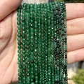 Macro view of faceted natural green aventurine beads strands in various small sizes - 2mm Approx 170 Pieces / Green Jade