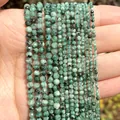 High-quality faceted green natural stone beads shown in 2mm 3mm and 4mm sizes on palm - 2mm Approx 170 Pieces / Green Flash