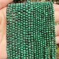 Close-up of faceted malachite green natural stone beads in 2mm 3mm 4mm sizes - 3mm Approx 120 Pieces / Green Striped Malachite Style