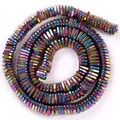 Macro view of rainbow electroplated square hematite spacer beads for DIY jewelry - Triangle Spacer / 6mm / Polished Rainbow