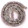 Macro view of iridescent electroplated hematite rectangle spacer beads for DIY jewelry - Triangle Spacer / 6mm / Polished Iridescent Purple