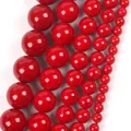 Vibrant shiny red shell pearl round beads in multiple sizes for DIY jewelry necklace making - 4mm (Approx. 98 Pcs) / Red Shell Pearl