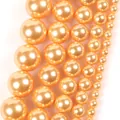 Round peach-colored shell pearl beads 4-10mm for DIY jewelry making accessories - 4mm (Approx. 98 Pcs) / Dark Gold Shell Pearl