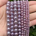 Lila Muschelperlen rund für DIY Schmuckherstellung, lose Perlenstränge 4-10mm - Taro Lila Muschelperle