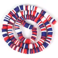 Tira de cuentas heishi de arcilla polimérica roja blanca y azul para hacer joyas - Mezcla Rojo Blanco Azul (Estilo 8) / 6mm
