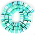 Tira de cuentas heishi de arcilla polimérica azul y verde para joyería hecha a mano DIY - Mezcla Azul Verde (Estilo 13) / 6mm