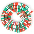 Cuentas heishi de arcilla polimérica de colores rojo blanco y verde para joyería DIY - Mezcla Rojo Blanco Verde (Estilo 10) / 6mm