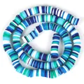 Cuentas heishi de arcilla polimérica de colores azul y blanco para joyería artesanal DIY - Azul y Blanco (Estilo 12) / 6mm